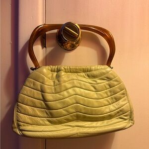 Green vintage 60s leather bag leather bag by Morris Moskowitz